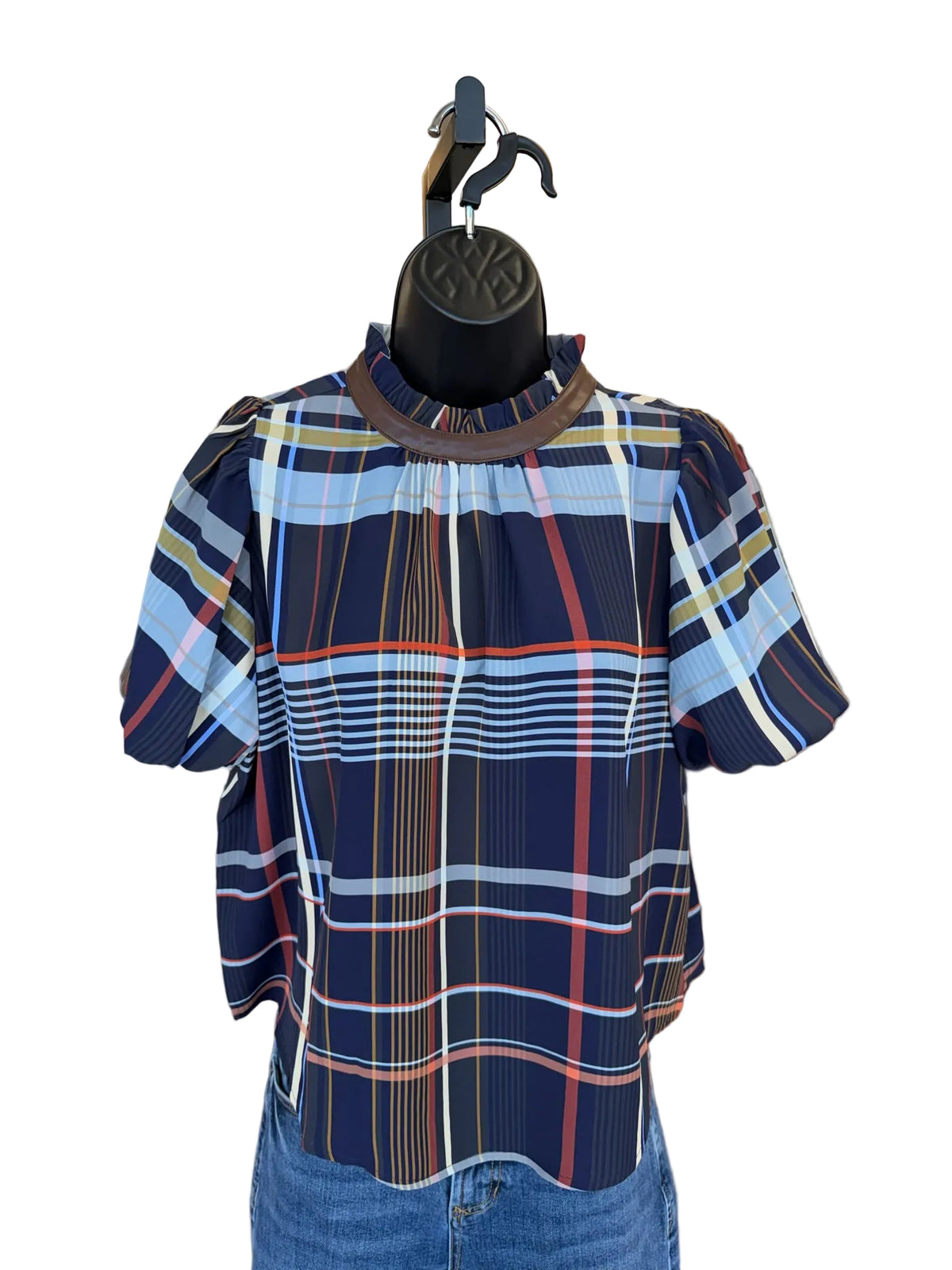 Ruffled Neck Stripe Top