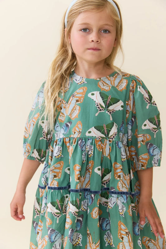 Maribelle Dress-Green Butterflies