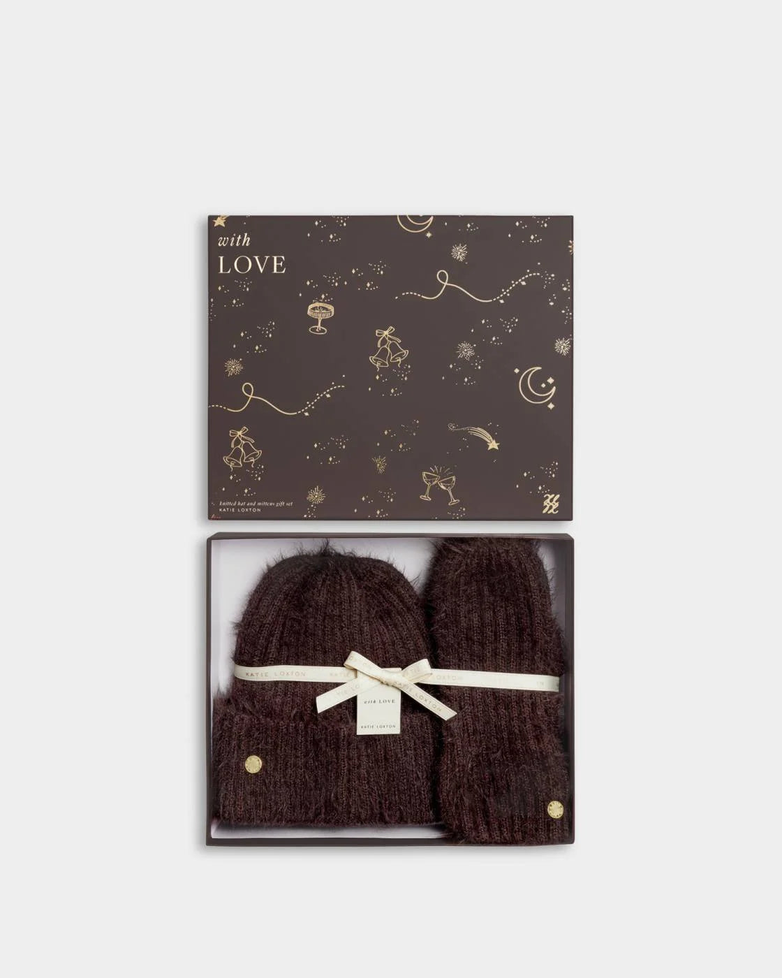 Gift Box Hat And Mitten Set - Chocolate