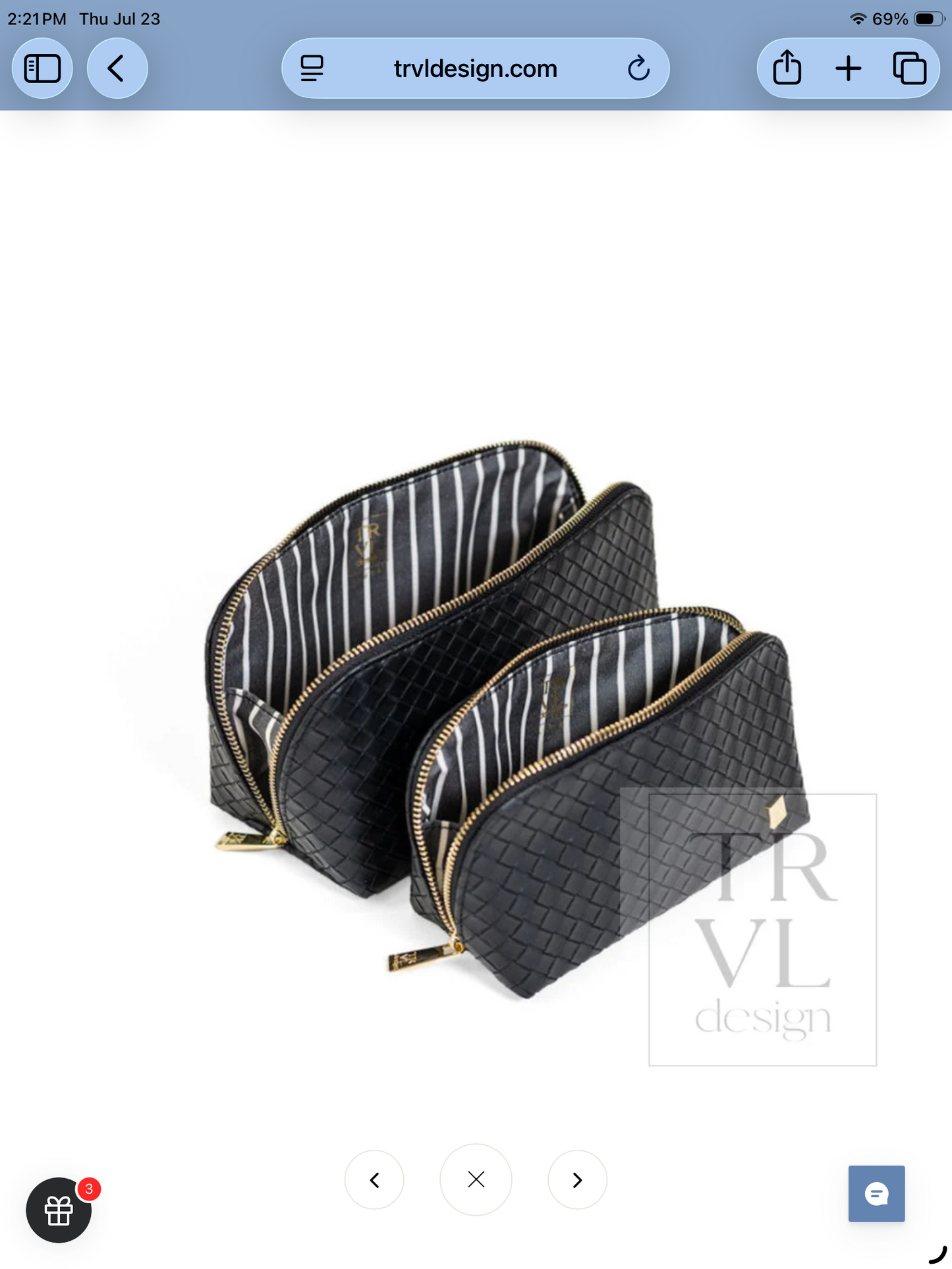 Cosmetic Case- Duo Set in Woven Jet