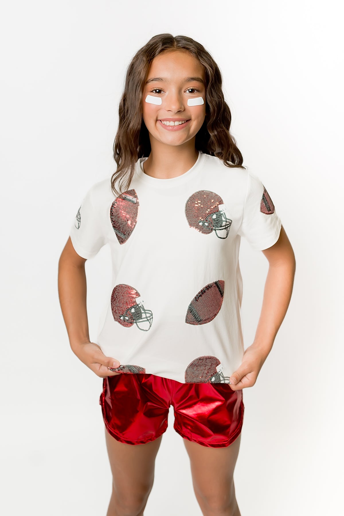 Red & Black Sequin Football Fever Tee