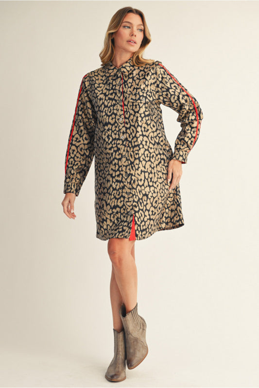 Leopard Stripe Detail Dress