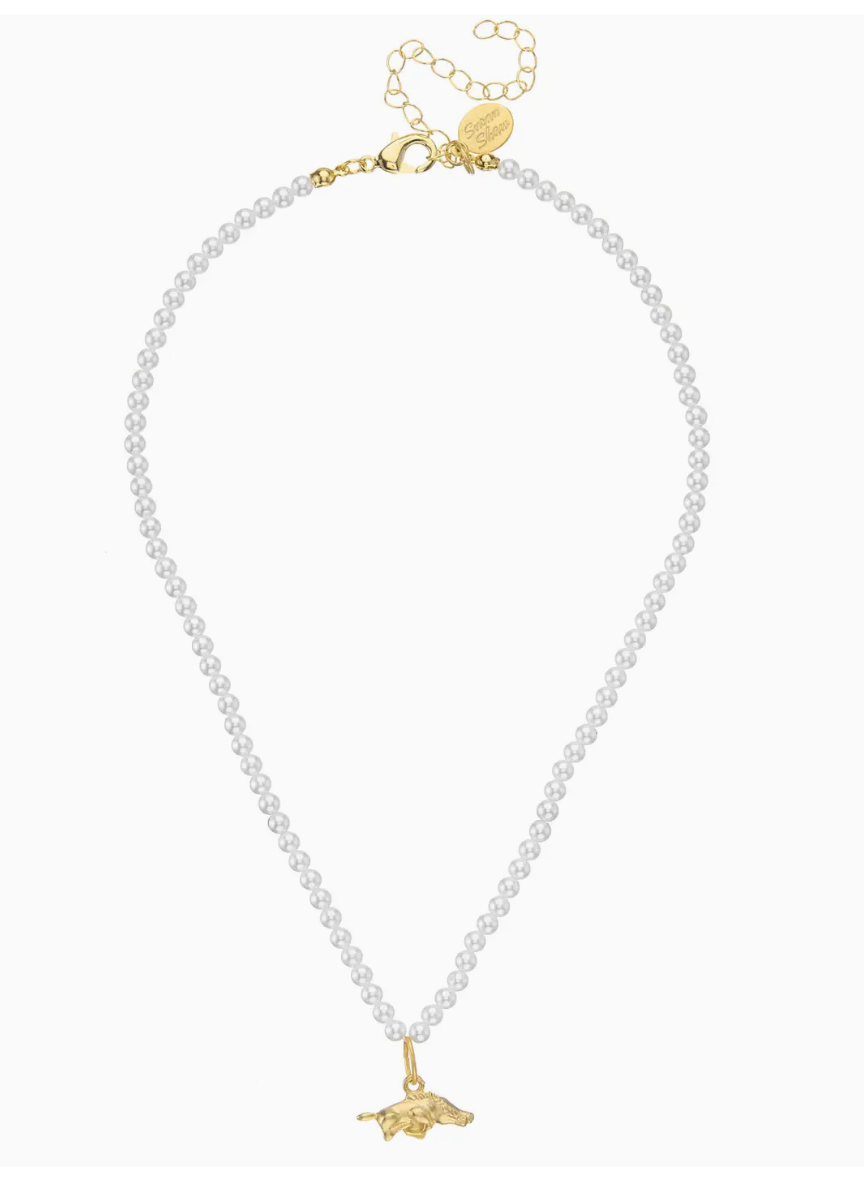 Mini Wild Boar on Pearl Necklace