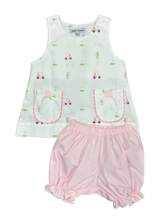 Golf Printed Girl Bloomer Set