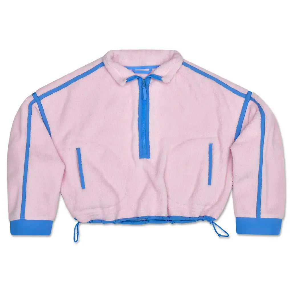 1/2 Zip Sherpa Pullover-Pink & Periwinkle