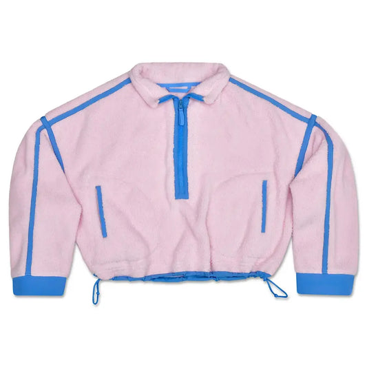 1/2 Zip Sherpa Pullover-Pink & Periwinkle