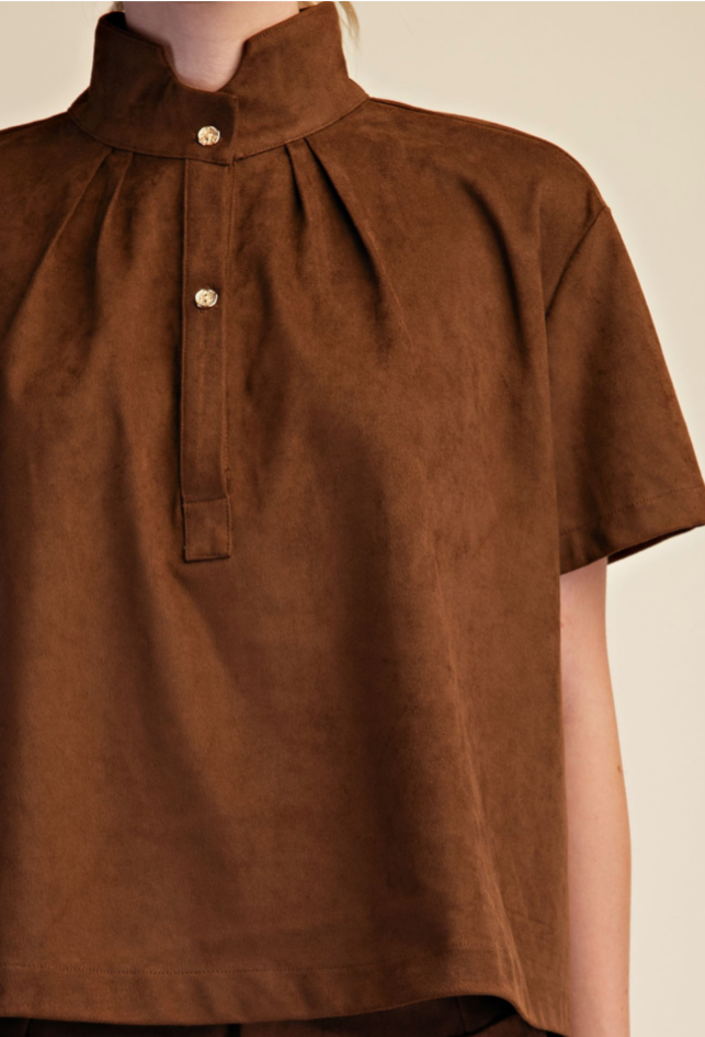 Stand Collar Short Sleeve Shirt