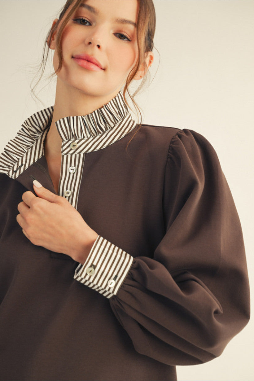 Chocolate Ruffle Detail Dress