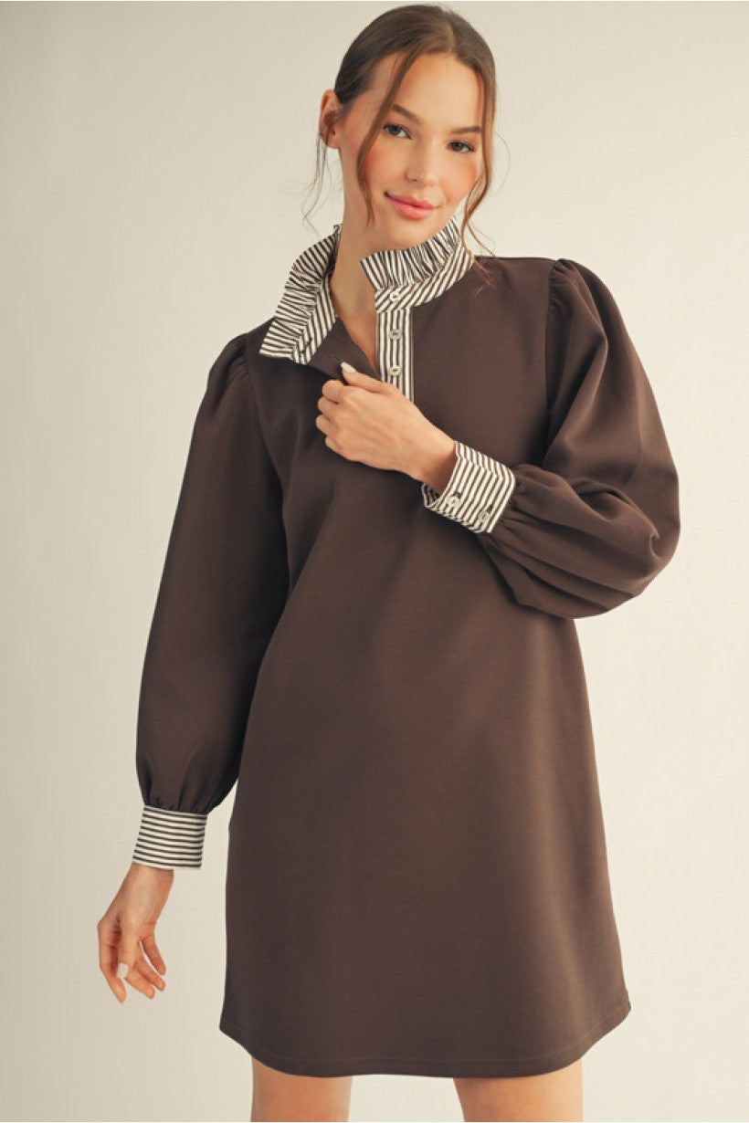 Chocolate Ruffle Detail Dress