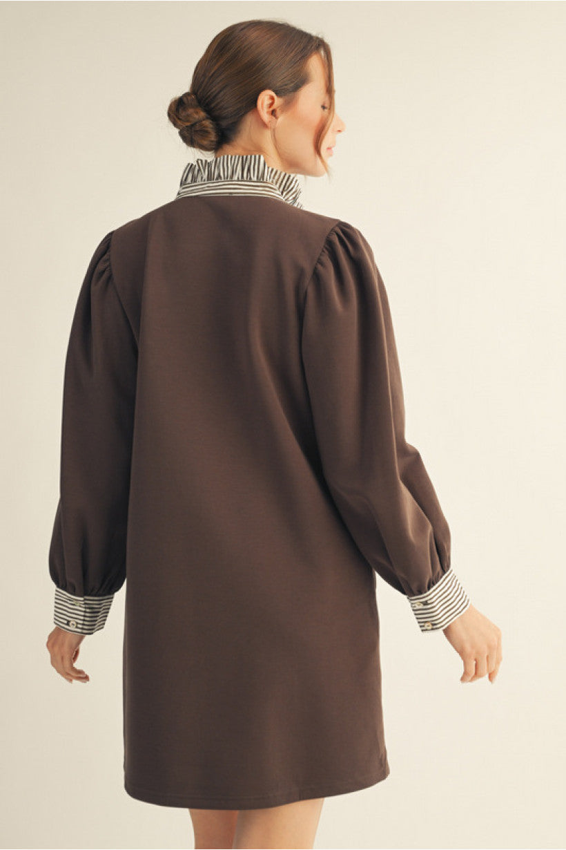 Chocolate Ruffle Detail Dress