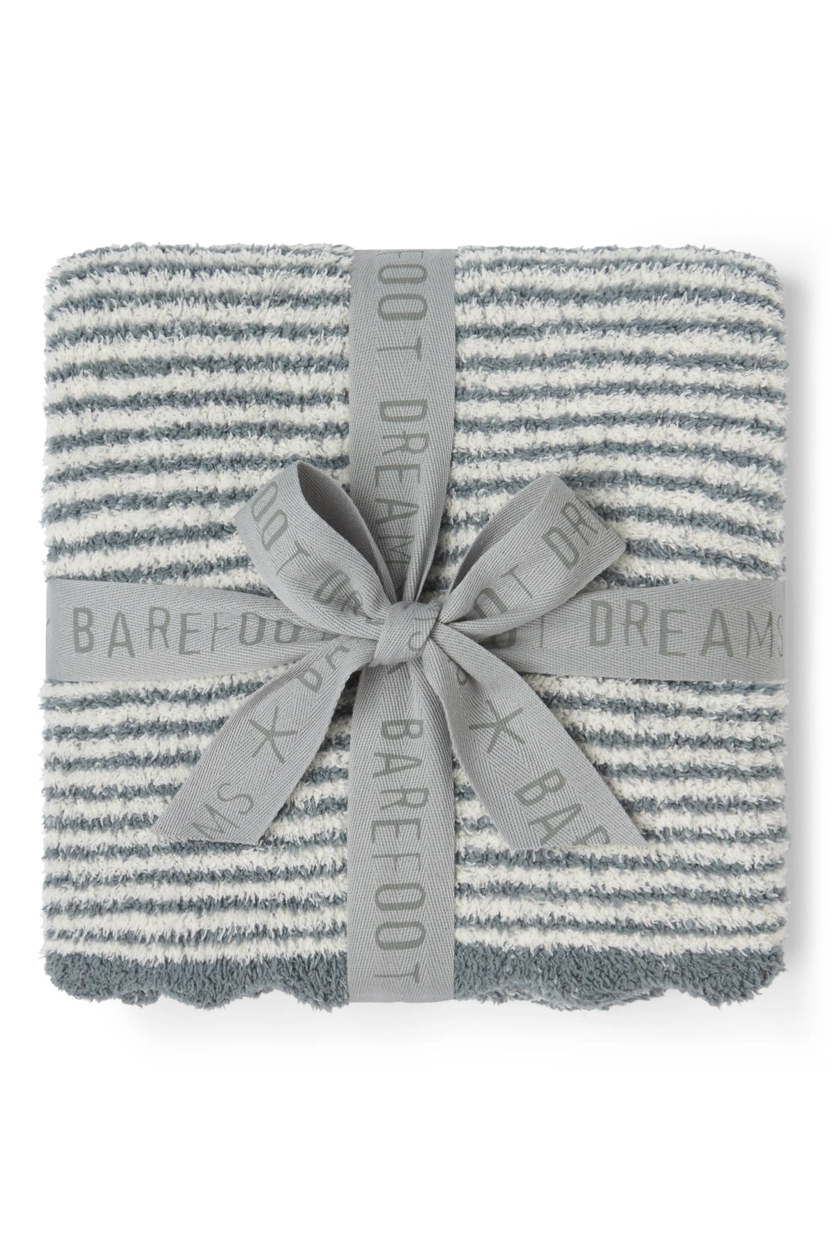 CozyChic® Blue Striped Scalloped Receiving Blanket