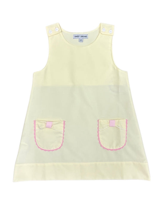 Yellow Bow Pocket Dress