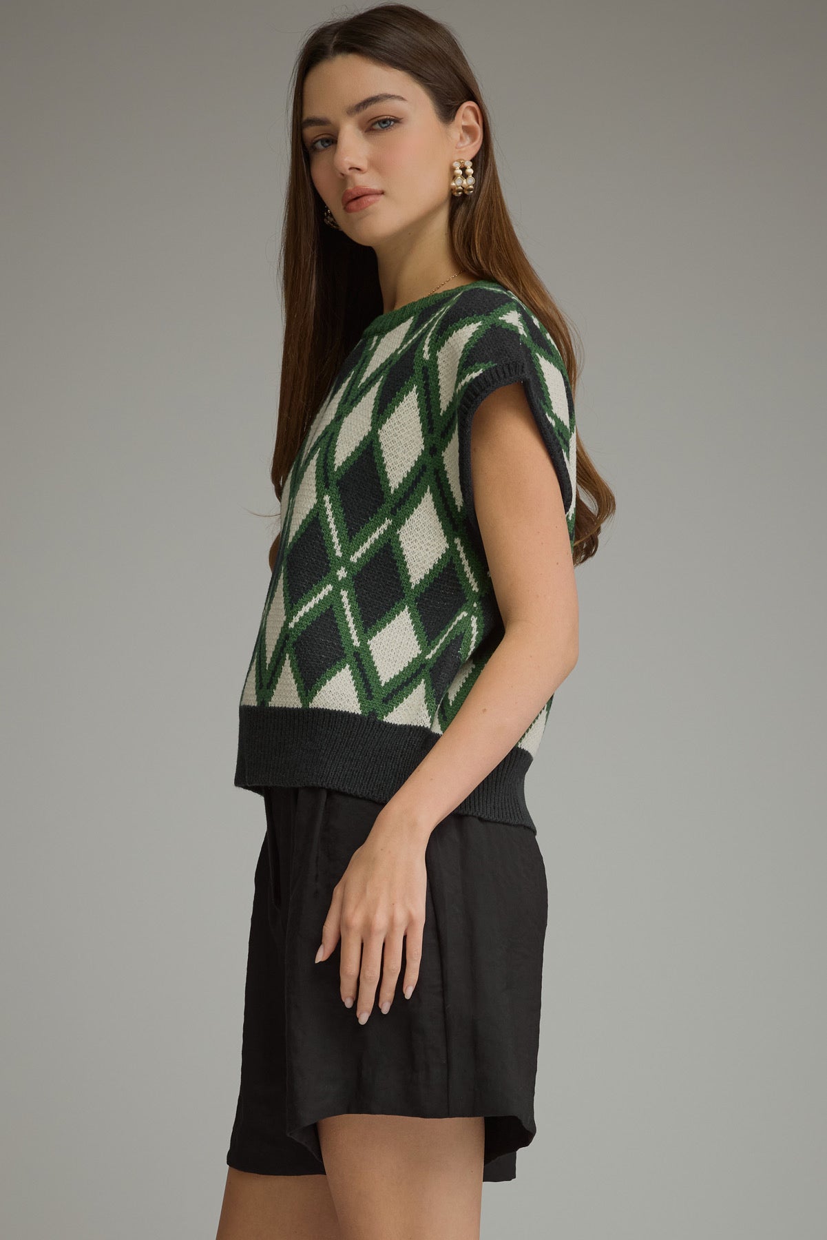 Diamond Knit Top - Green