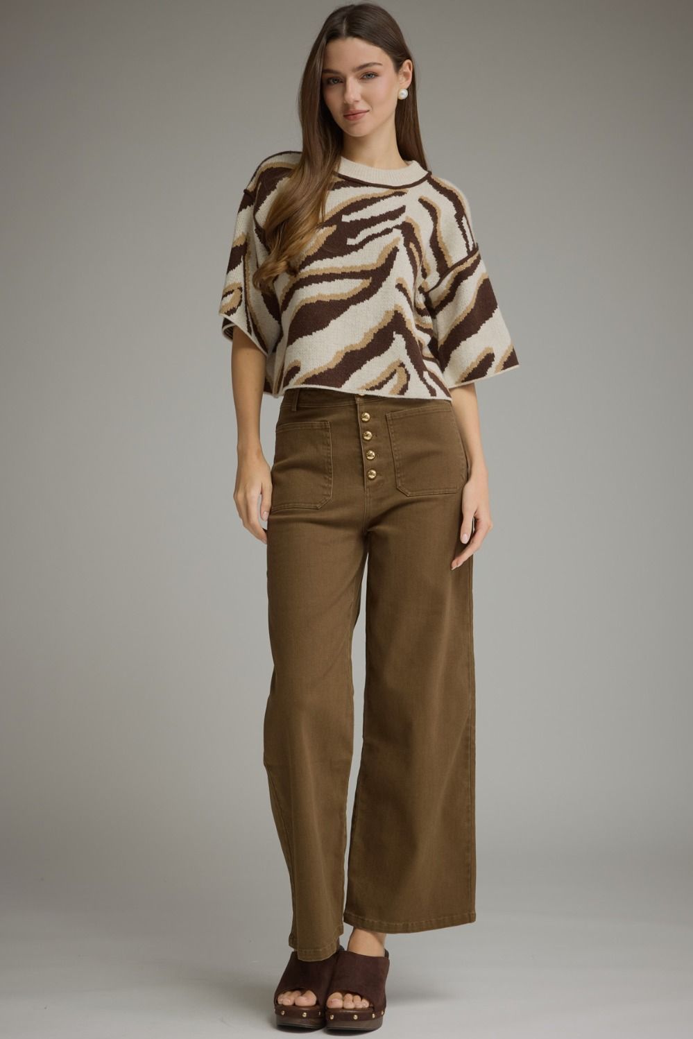 Zebra Knit Top - Oatmeal