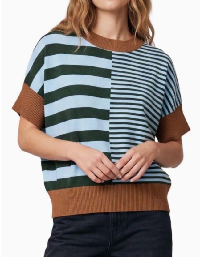 Drop Shoulder Striped Sweater