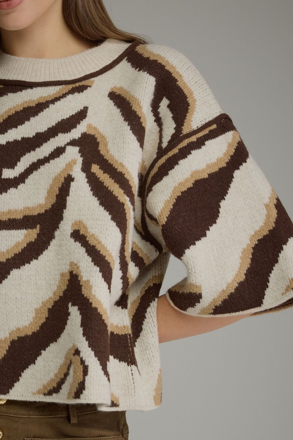 Zebra Knit Top - Oatmeal