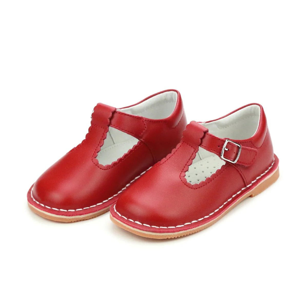 Red Selina Scalloped T-Strap