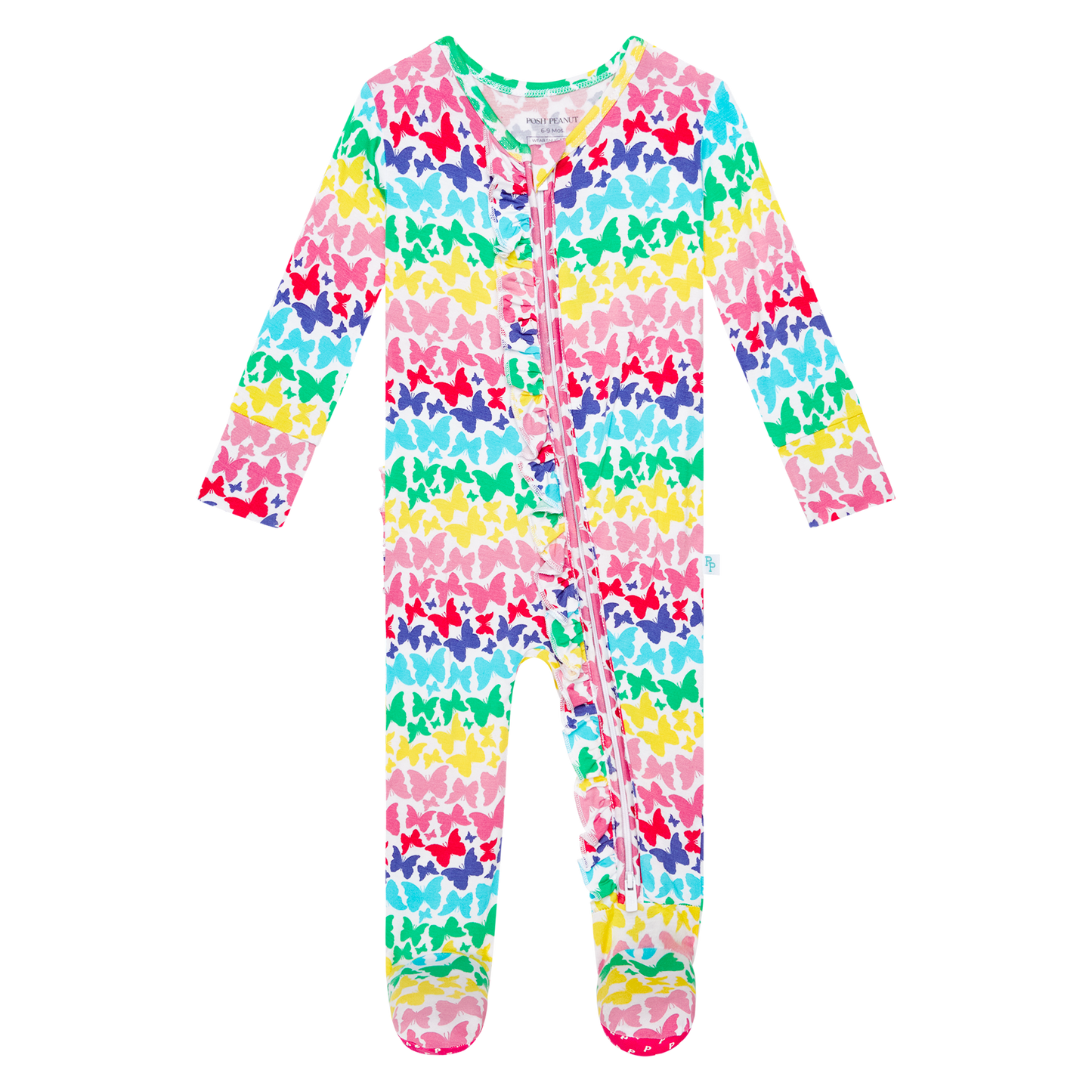 Rainbow Butterfly Ruffle Footie