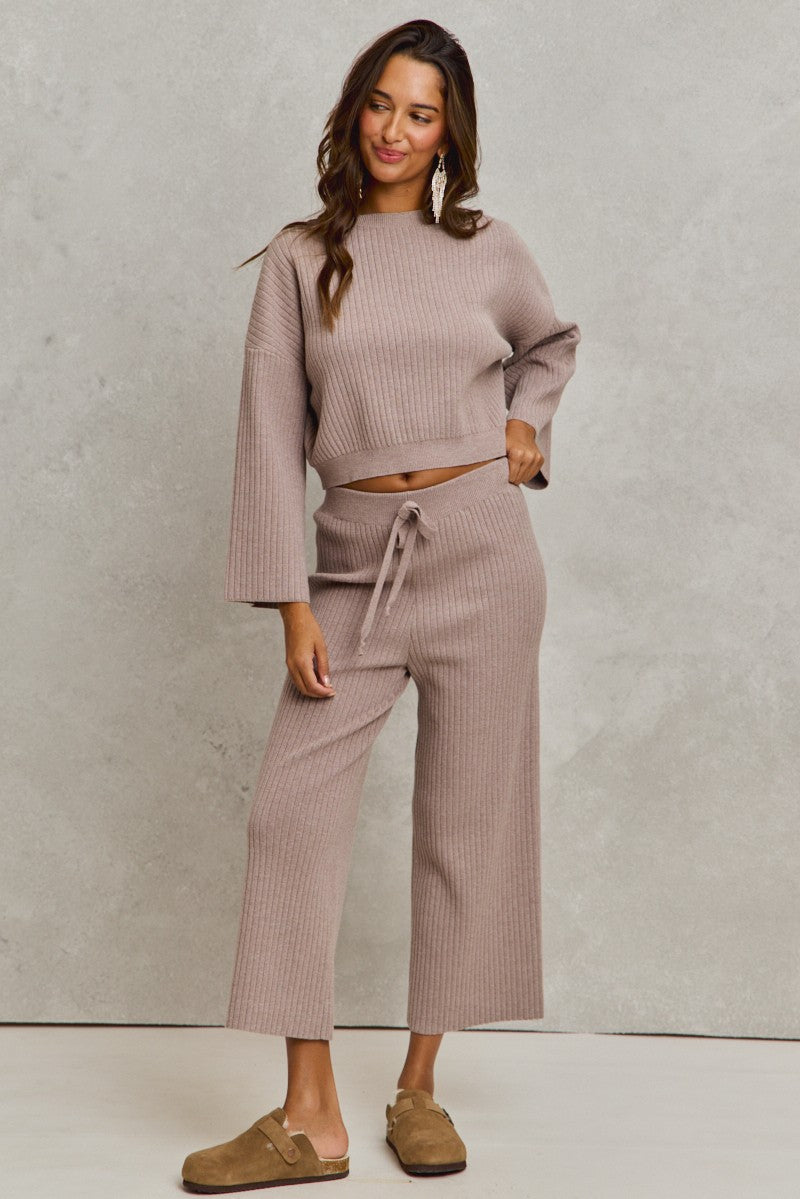 Ash Ribbed Sweater Set