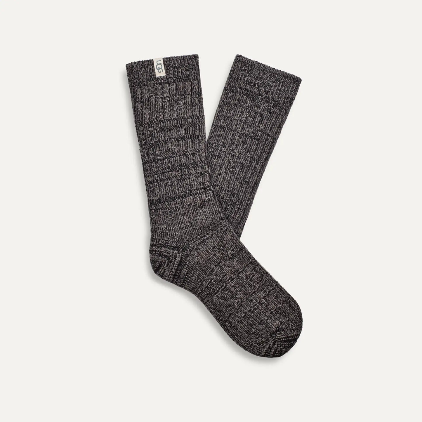 Rib Knit Slouchy Crew Sock - Grey/Black