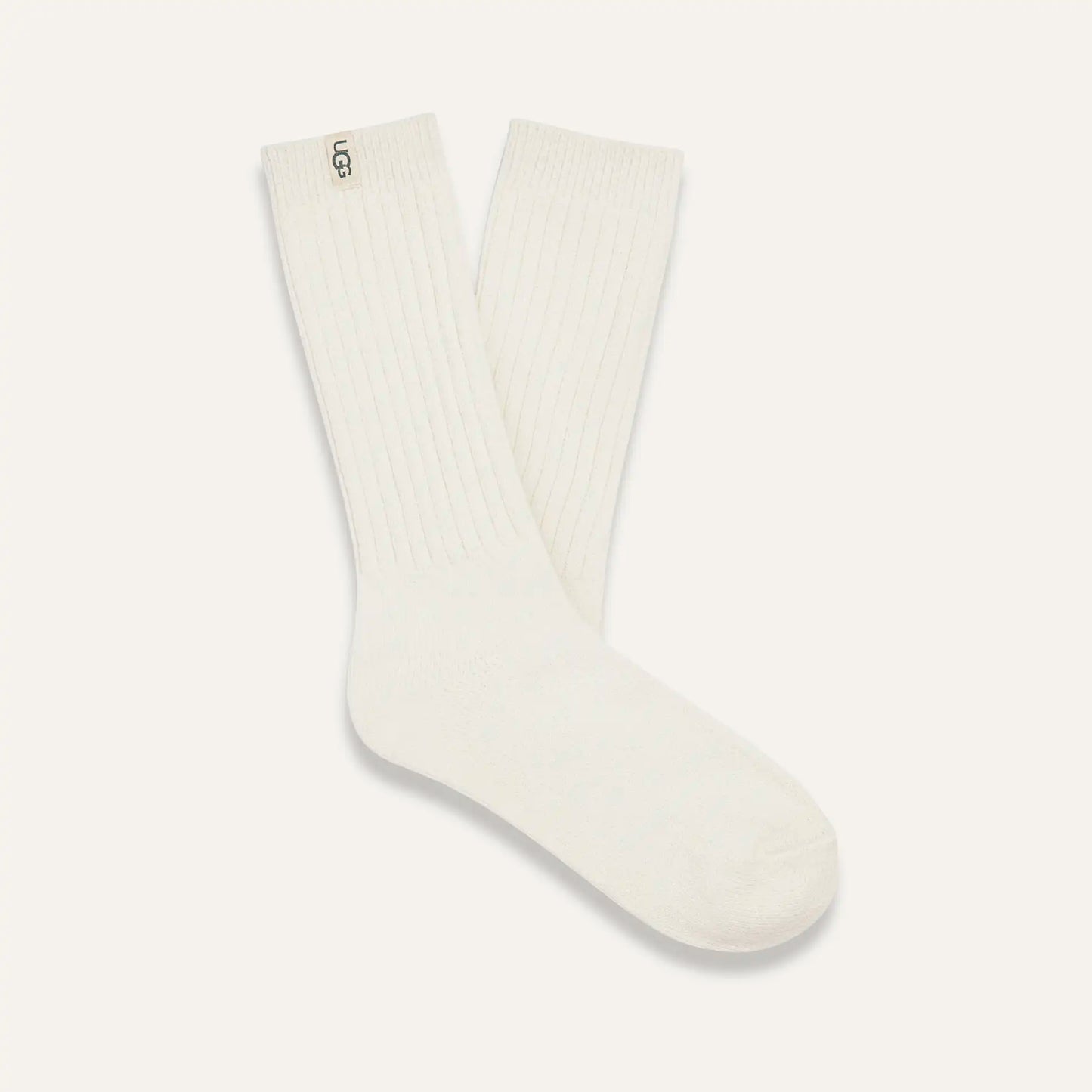 Rib Knit Slouchy Crew Sock - White