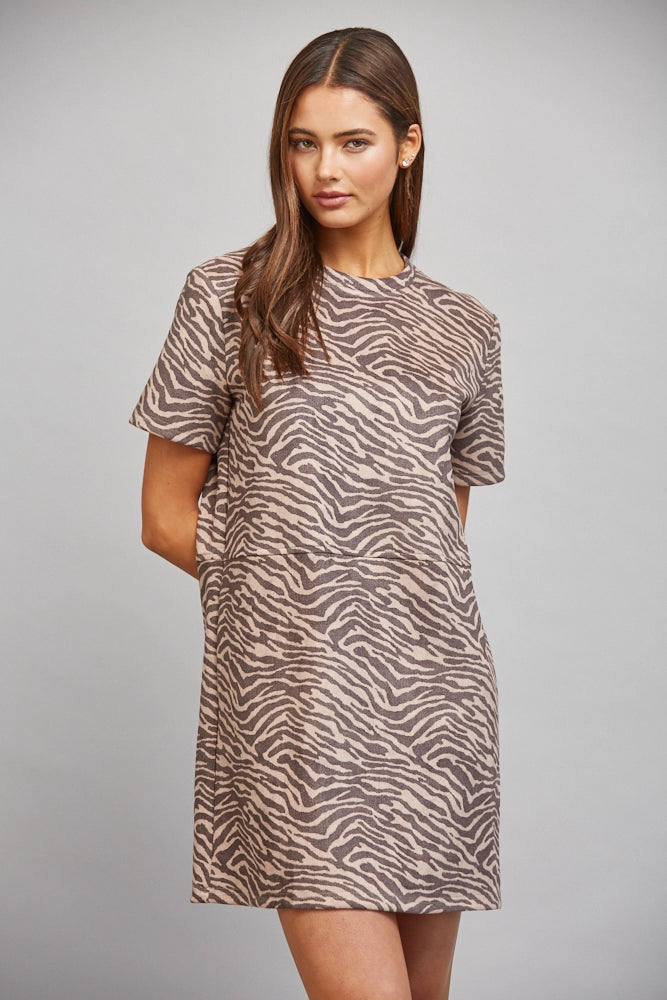 Animal Print Suede Shift Dress