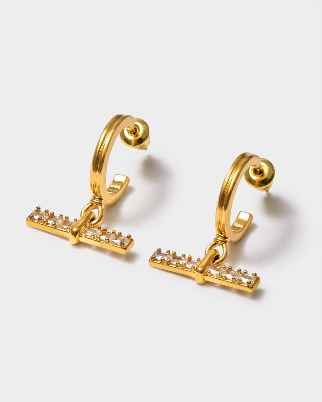 Lustre Waterproof Gold T-Bar Hoop Earrings