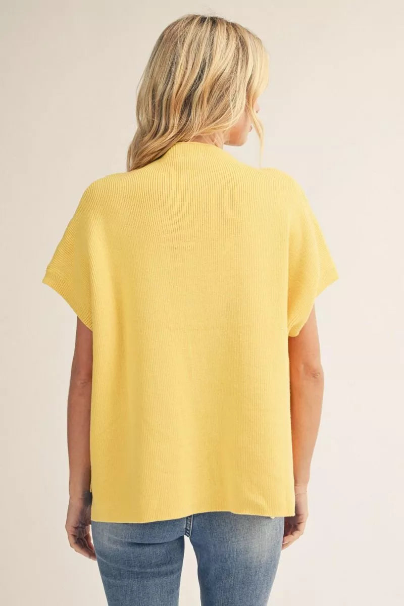 Mock Neck Sweater Top - Yellow
