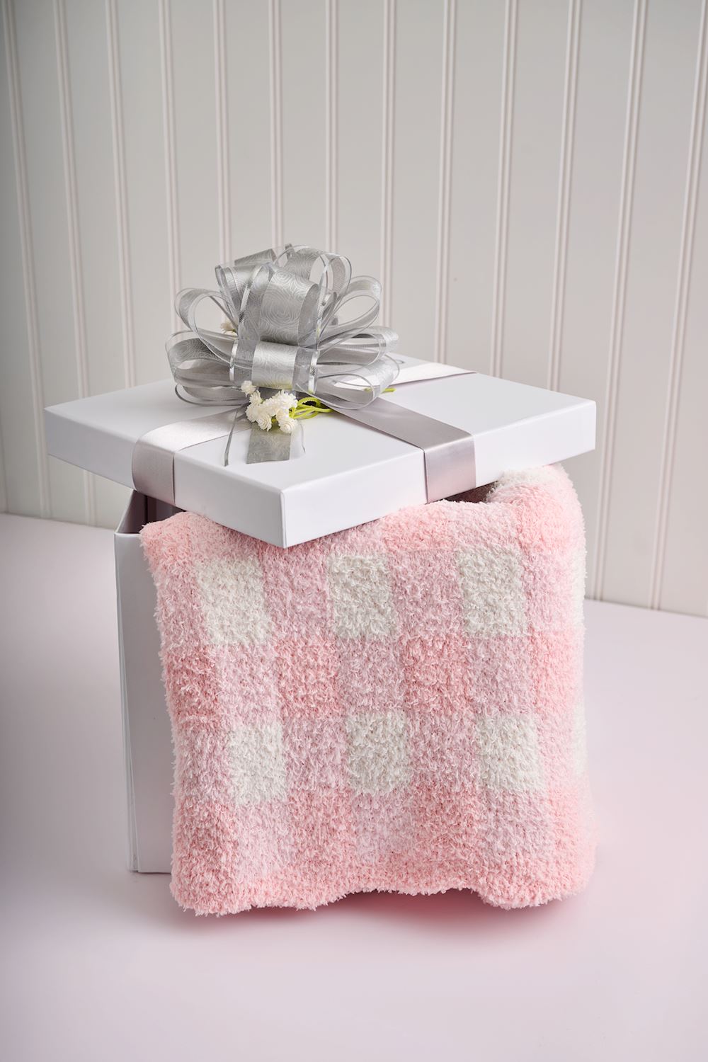 Pink Gingham Chenille Blanket