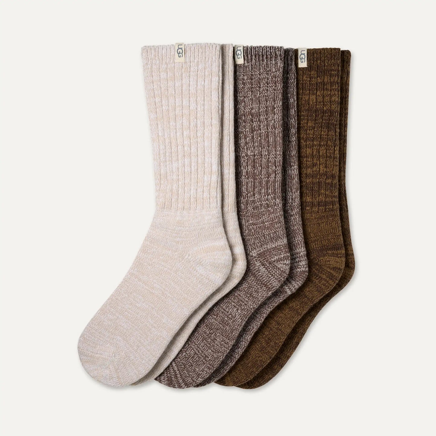 Rib Knit Slouchy Crew 3 Pack - Neutral