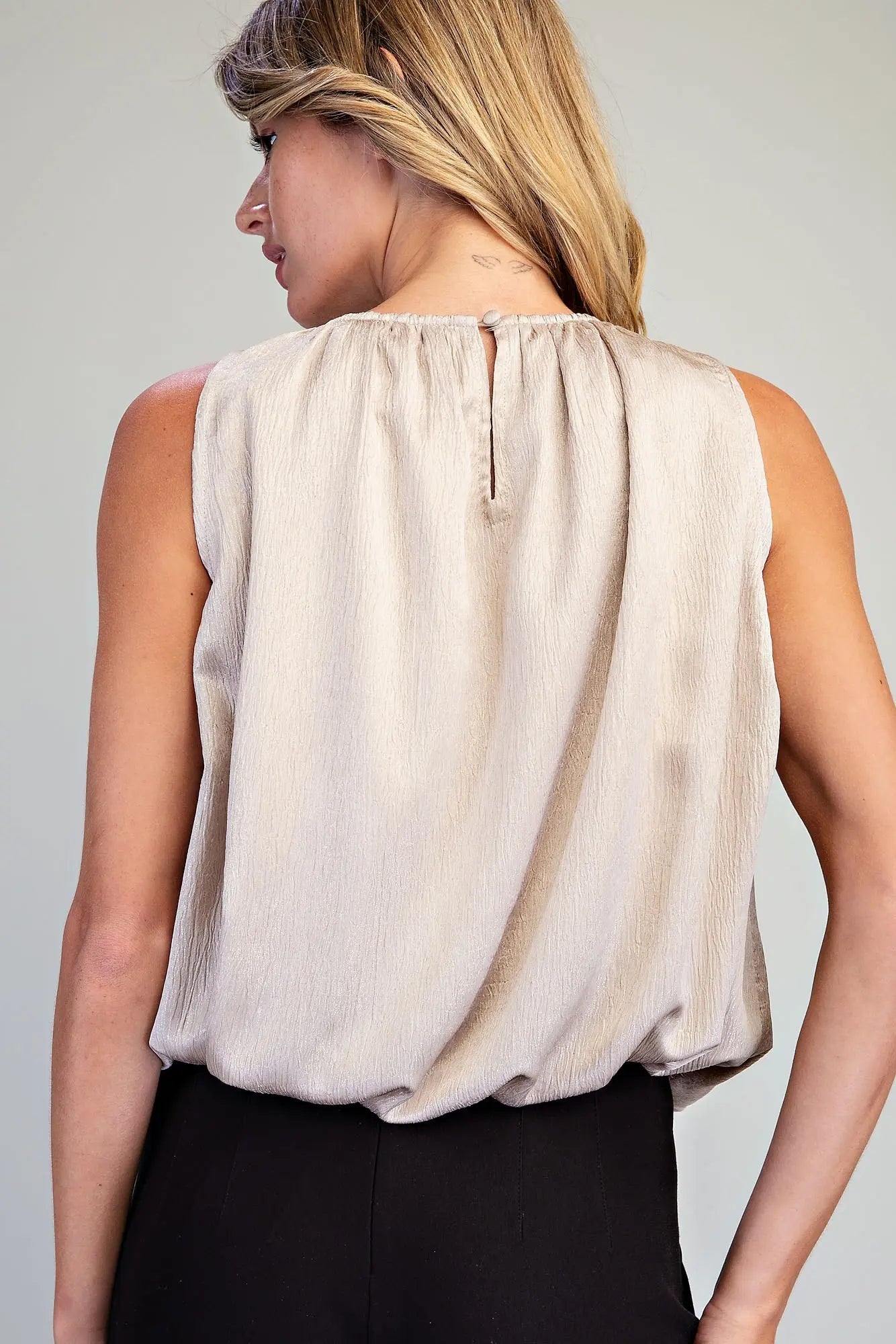 Gathered Shimmer Bubble Top - Champagne