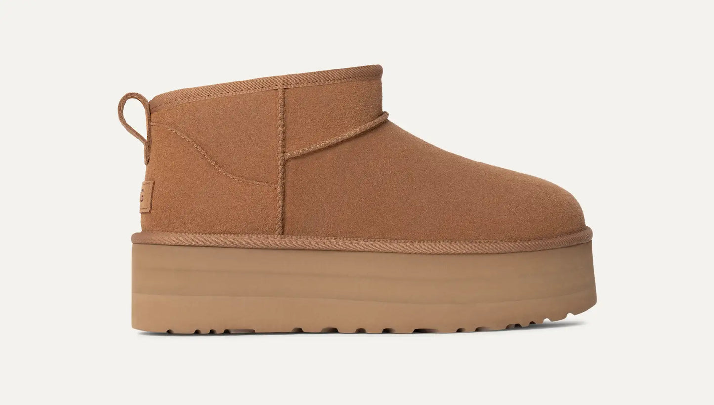 Women Ultra Mini Platform Boot - Chestnut