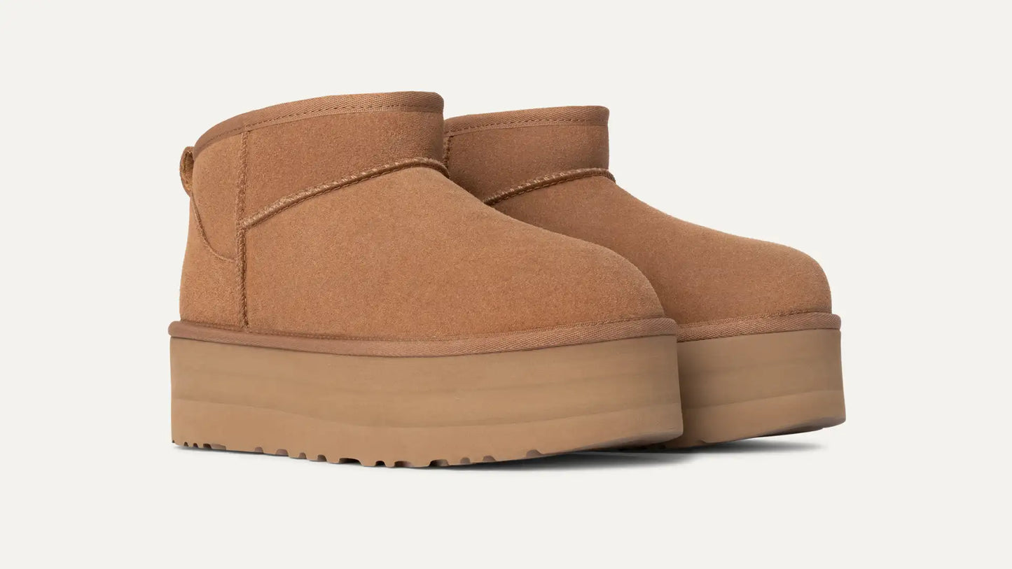 Women Ultra Mini Platform Boot - Chestnut