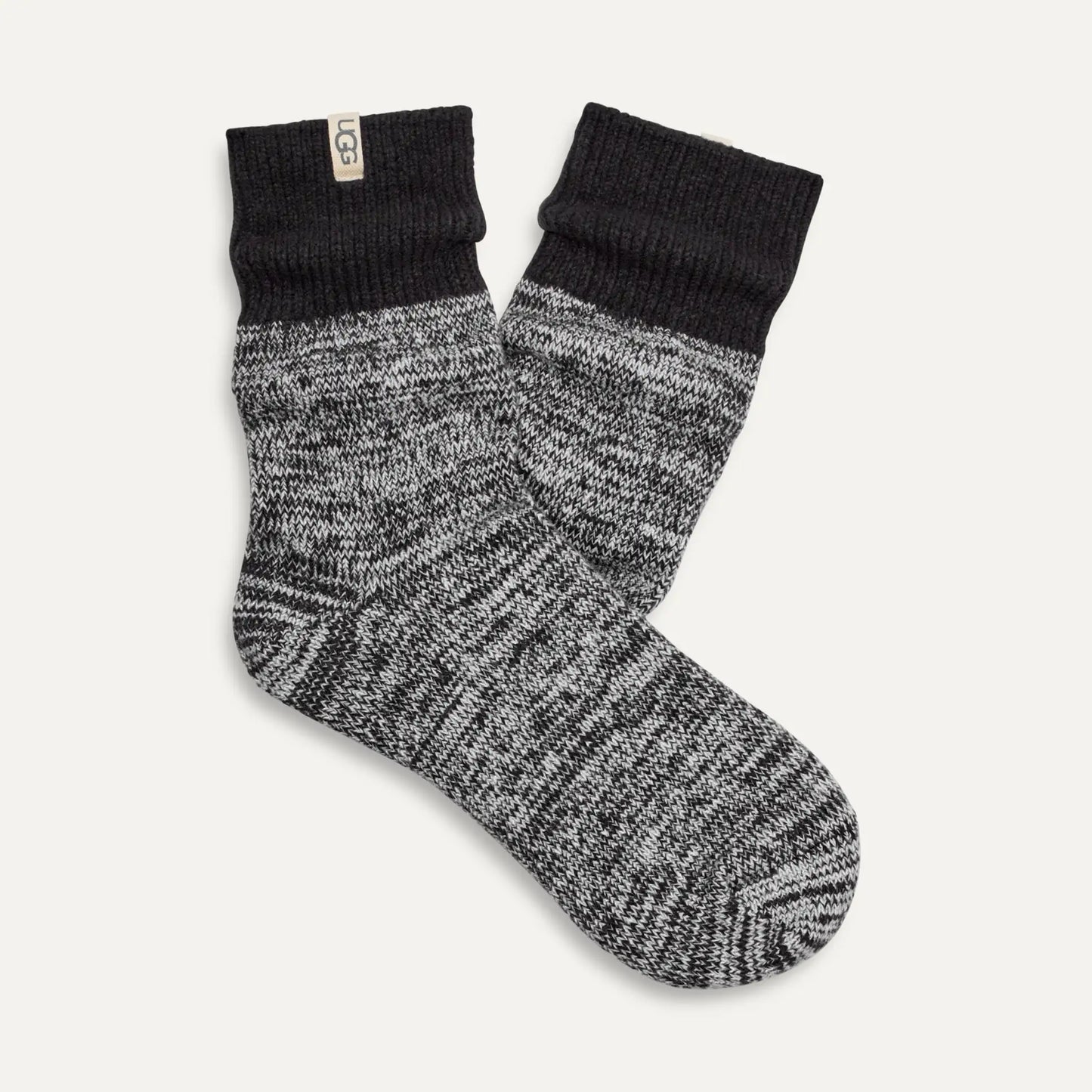 Rib Knit Slouchy Quarter - Black