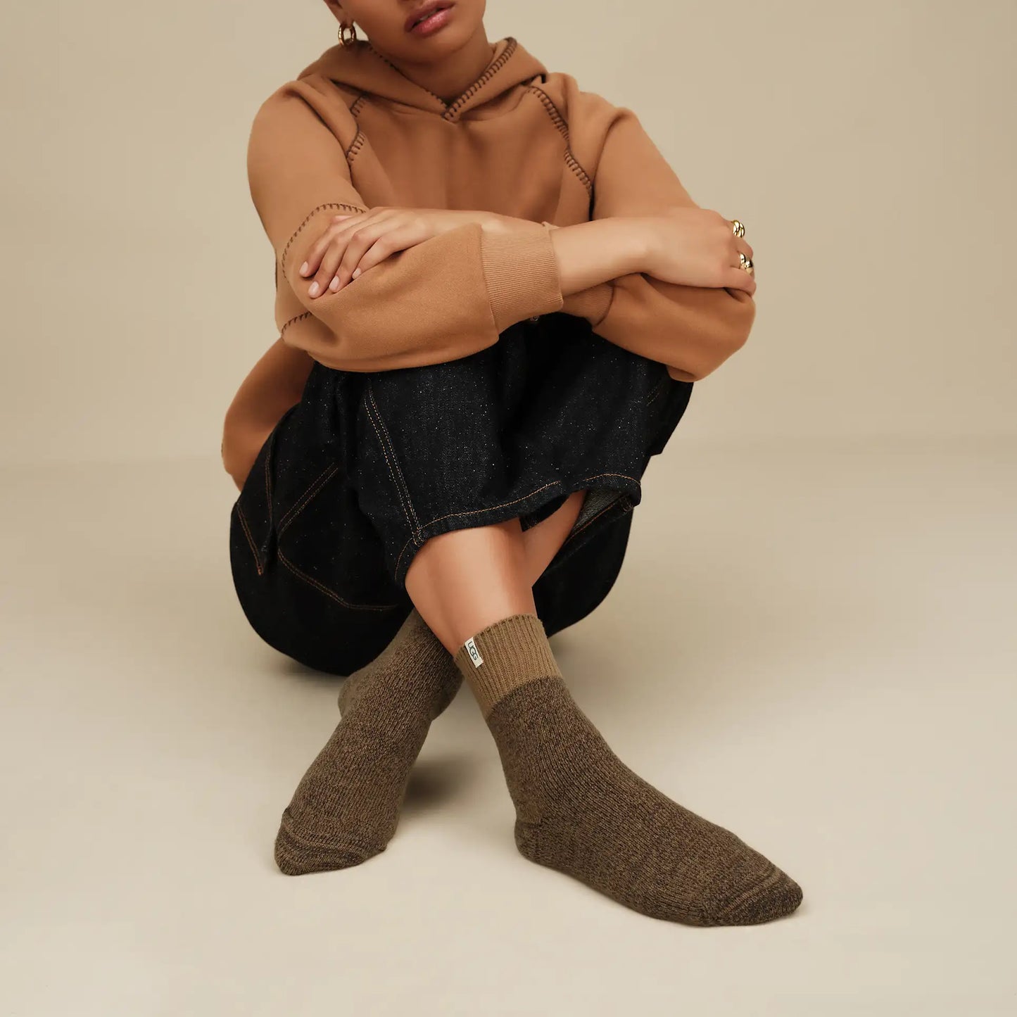 Rib Knit Slouchy Quarter - Coffee Grounds
