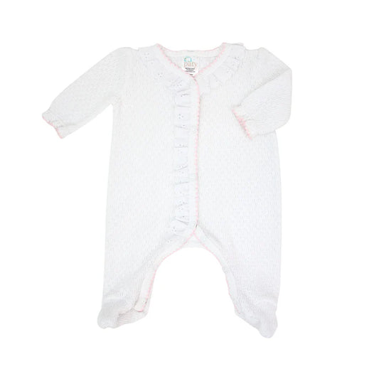 Knit Footie w/ Pink Eyelet Trim