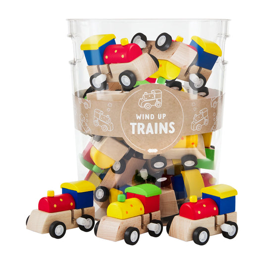 WIND UP WOODEN TRAINS