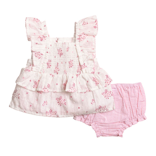 Pink Blossom Pinafore Set