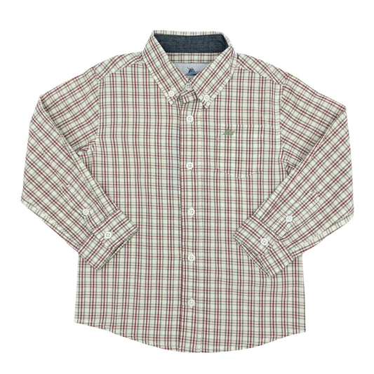 Tan/Red/Green Plaid Dress Shirt