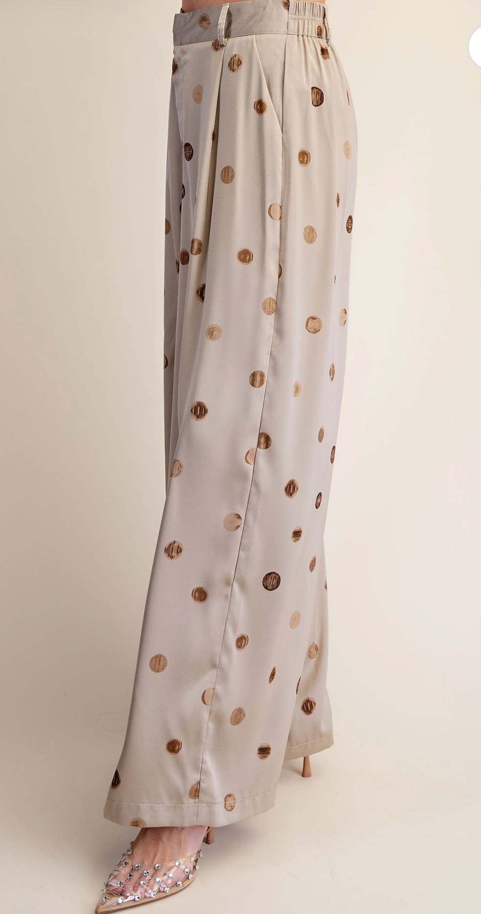 Tailored Wide Polka Dot High Waist Pants