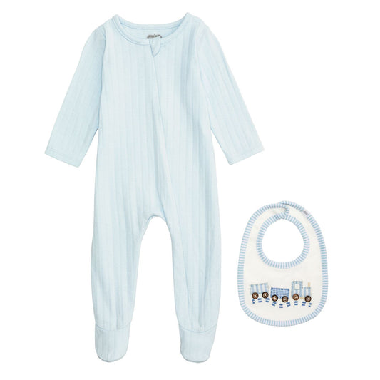 Sleeper W/ Train Applique Bib