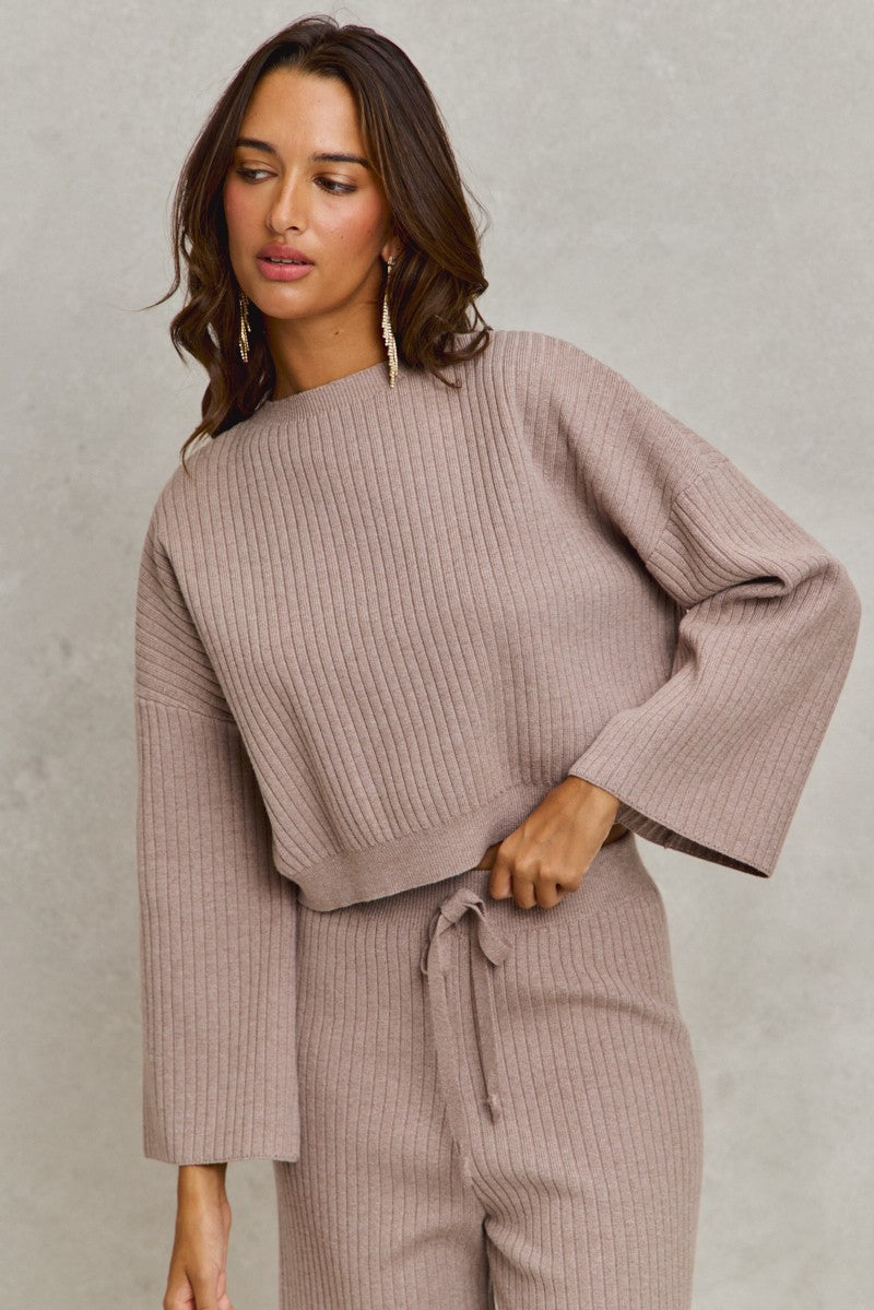 Ash Ribbed Sweater Set