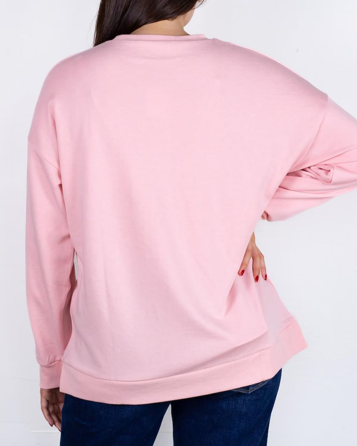 Clara Wreath Sequin Sweatshirt - Light Pink/Red/Green