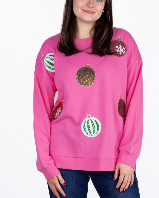 Christmas Queen Sequin Sweatshirt - Pink Multi