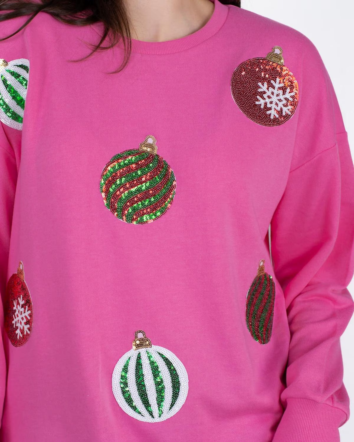Christmas Queen Sequin Sweatshirt - Pink Multi
