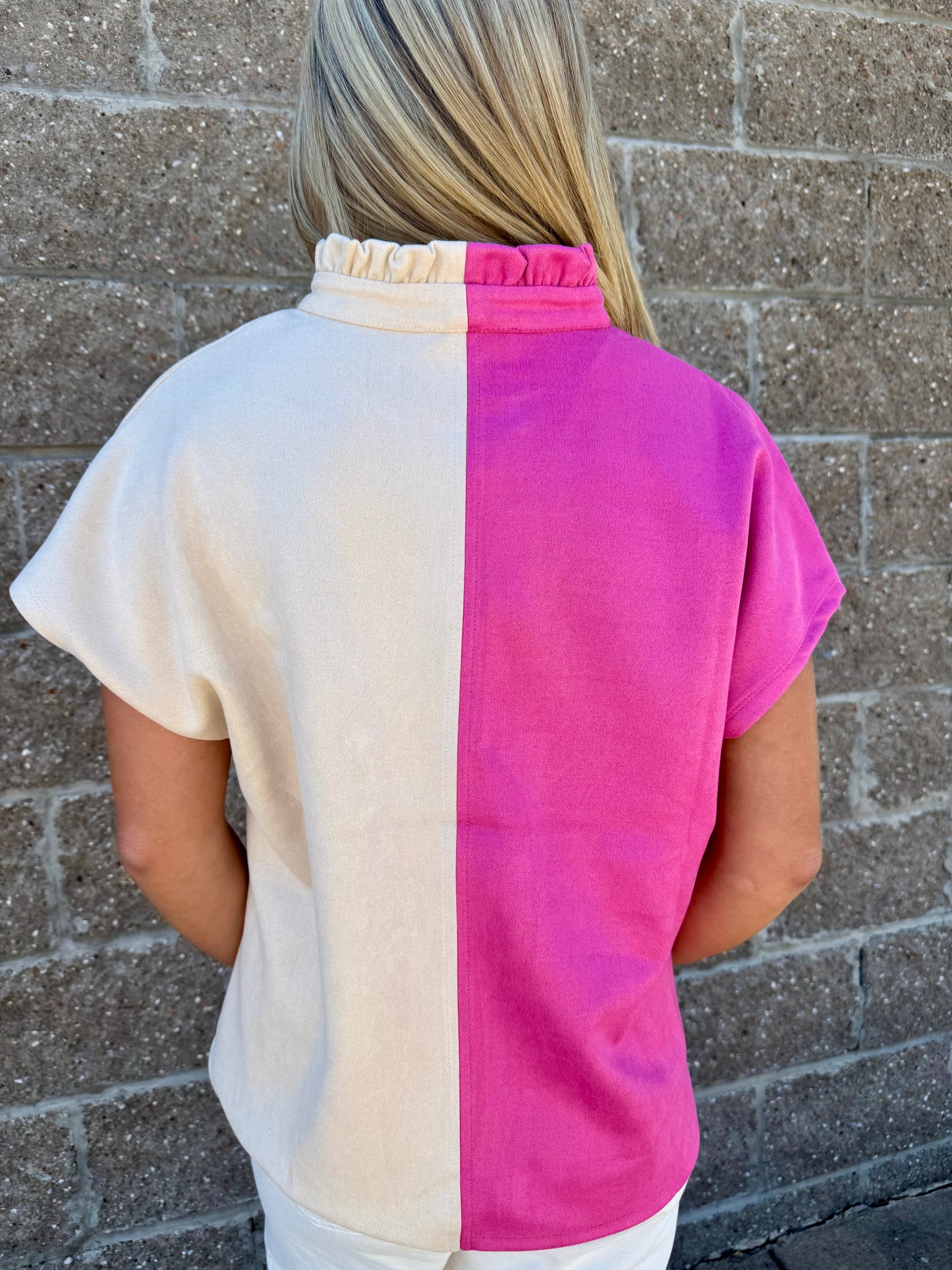 Paige Colorblock Suede Top