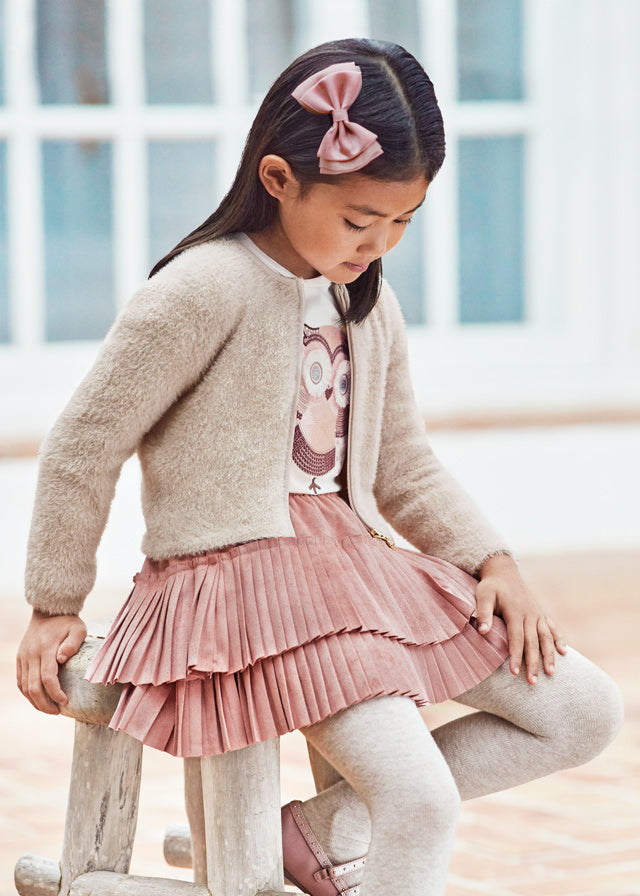 Fuzzy Gold Trim Zip Sweater