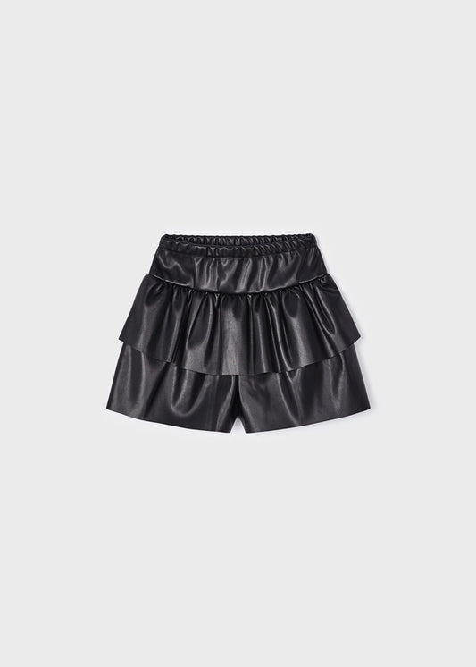 Tiered Leather Skirt