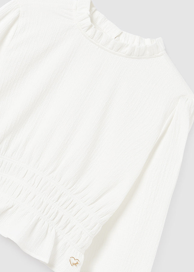 White Mock Neck Blouse