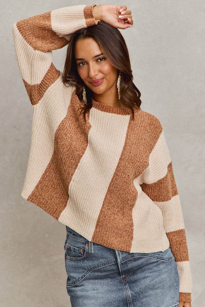 Camel Striped Sweater